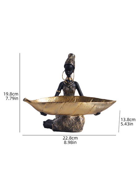 African Girl Holding a Plate Sculpture