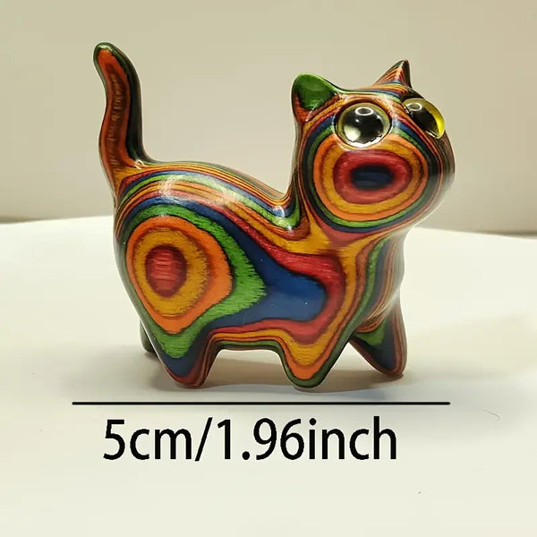 Painted Mini Wooden Kitten