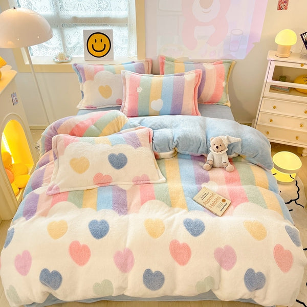 Flannel Duvet Cover, Bed Sheet and Pillowcases