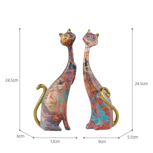 Nordic Art Oil Painted Cat Figurines