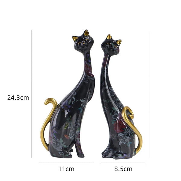Nordic Art Oil Painted Cat Figurines