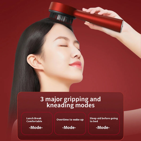 Electric Vibration Massage Comb with Red Light Therapy and Oil Applicator for Hair Care