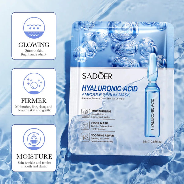 10pcs Hyaluronic Acid Ampoule Serum Masks