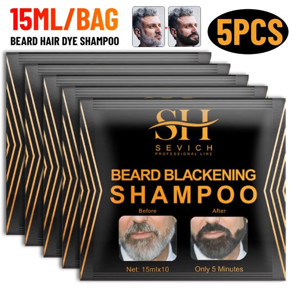 5 Minutes Beard Hair Dye Shampoo - 5 Packets/Set