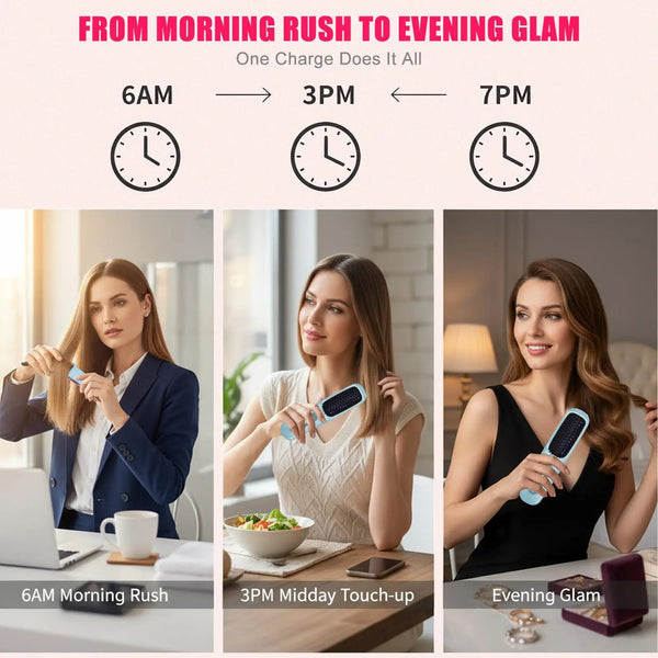 USB Charging Portable Hair Straightener Brush