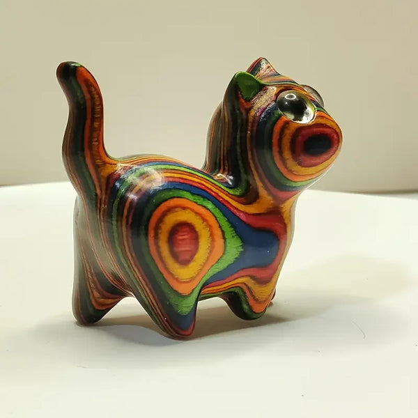 Painted Mini Wooden Kitten