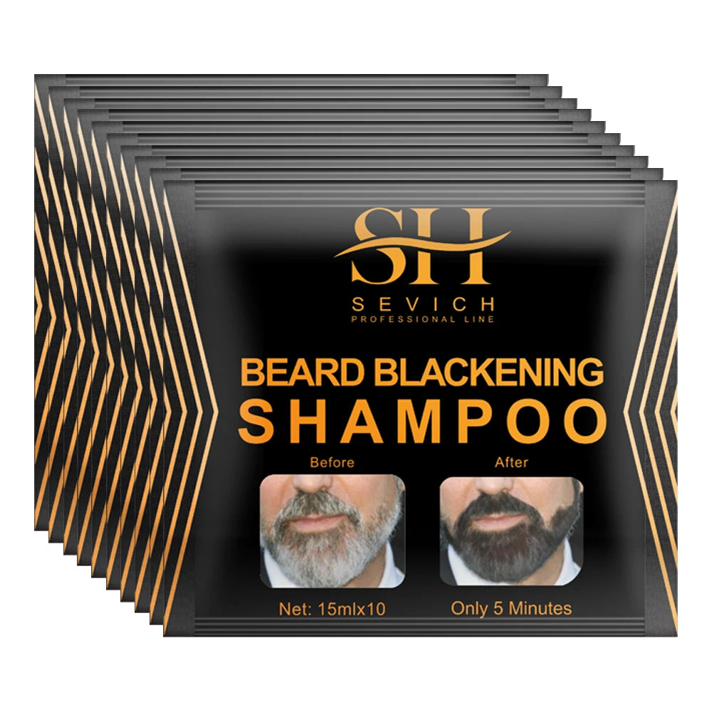 5 Minutes Beard Hair Dye Shampoo - 5 Packets/Set