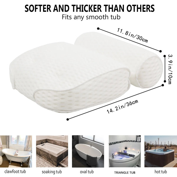 Spa Bathtub Pillow offering Neck and Back Support