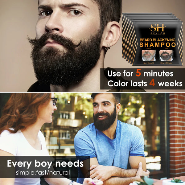 5 Minutes Beard Hair Dye Shampoo - 5 Packets/Set