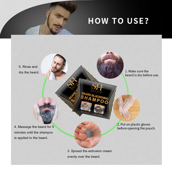 5 Minutes Beard Hair Dye Shampoo - 5 Packets/Set