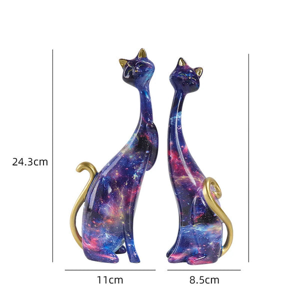 Nordic Art Oil Painted Cat Figurines