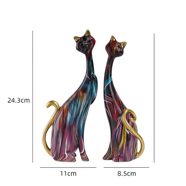 Nordic Art Oil Painted Cat Figurines