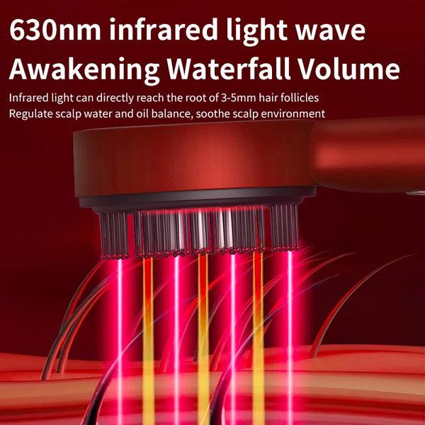 Electric Vibration Massage Comb with Red Light Therapy and Oil Applicator for Hair Care
