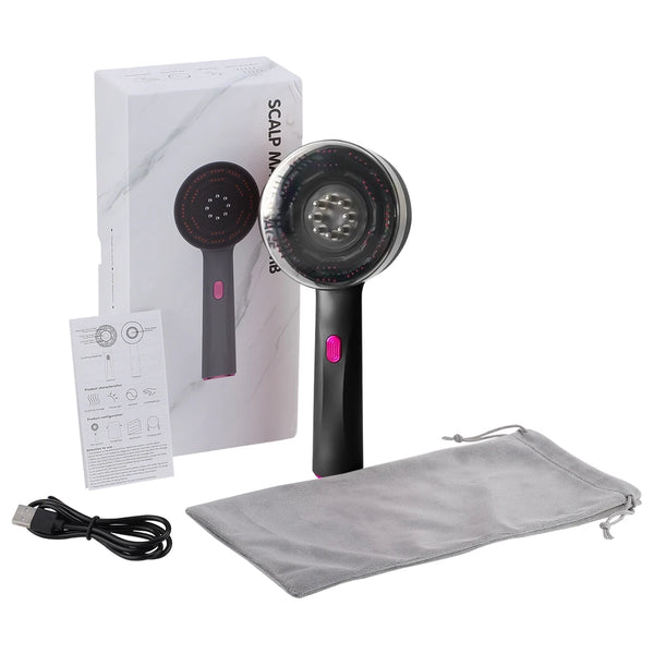 Electric Vibration Massage Comb with Red Light Therapy and Oil Applicator for Hair Care