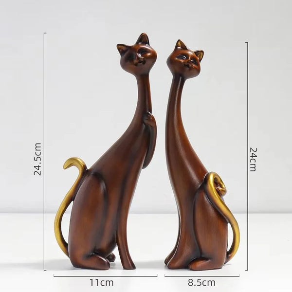 Nordic Art Oil Painted Cat Figurines