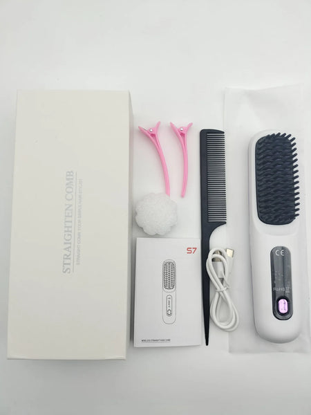 USB Charging Portable Hair Straightener Brush