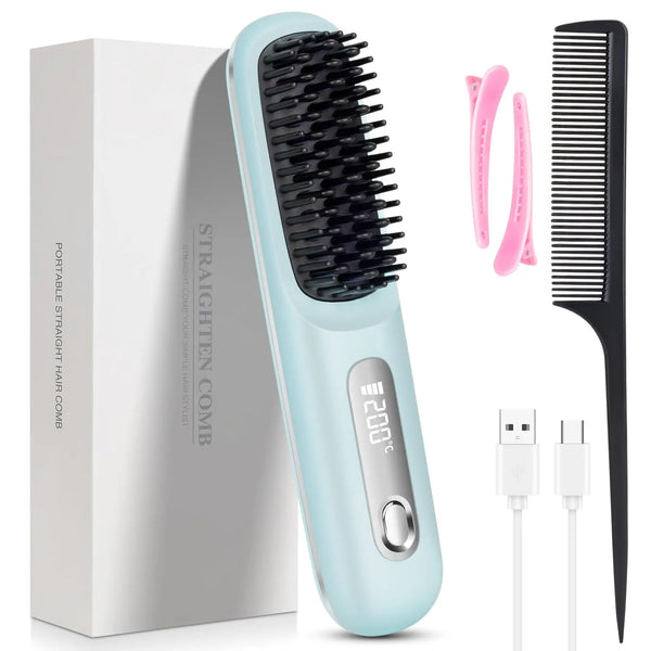 USB Charging Portable Hair Straightener Brush