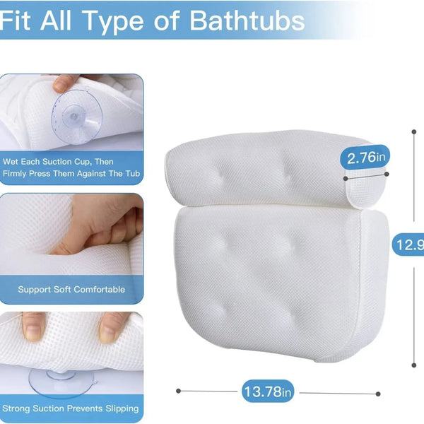 Spa Bathtub Pillow offering Neck and Back Support