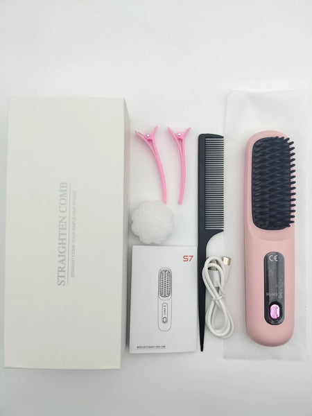 USB Charging Portable Hair Straightener Brush