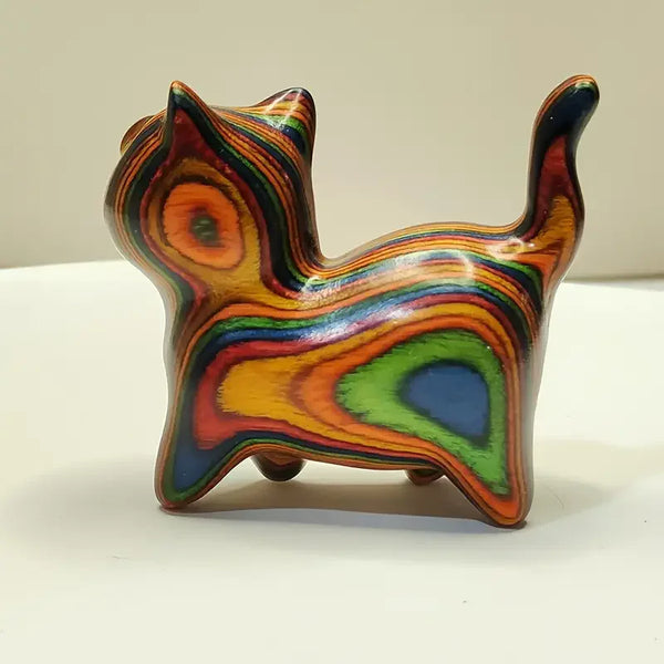 Painted Mini Wooden Kitten