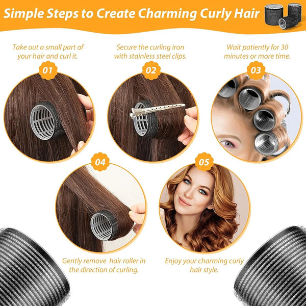 13pcs/set Hook and Loop Self Grip Hair Rollers for SUPER Curls