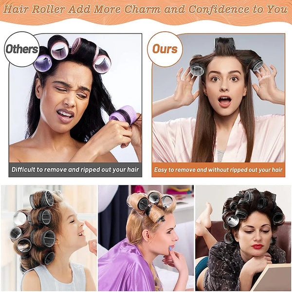 13pcs/set Hook and Loop Self Grip Hair Rollers for SUPER Curls