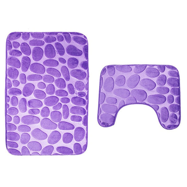 3D Embossed Bath Mat Set