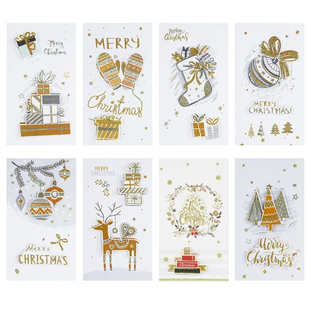 8pcs Christmas Greeting Cards with Envelope